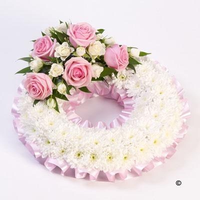 Traditional Wreath   White and Pink