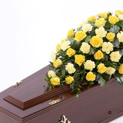 Rose and Carnation Casket Spray   Yellow