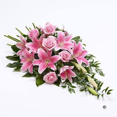 Traditional Rose and Lily Spray Pink