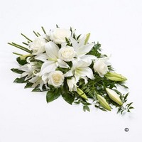 Traditional Rose and Lily Spray  White